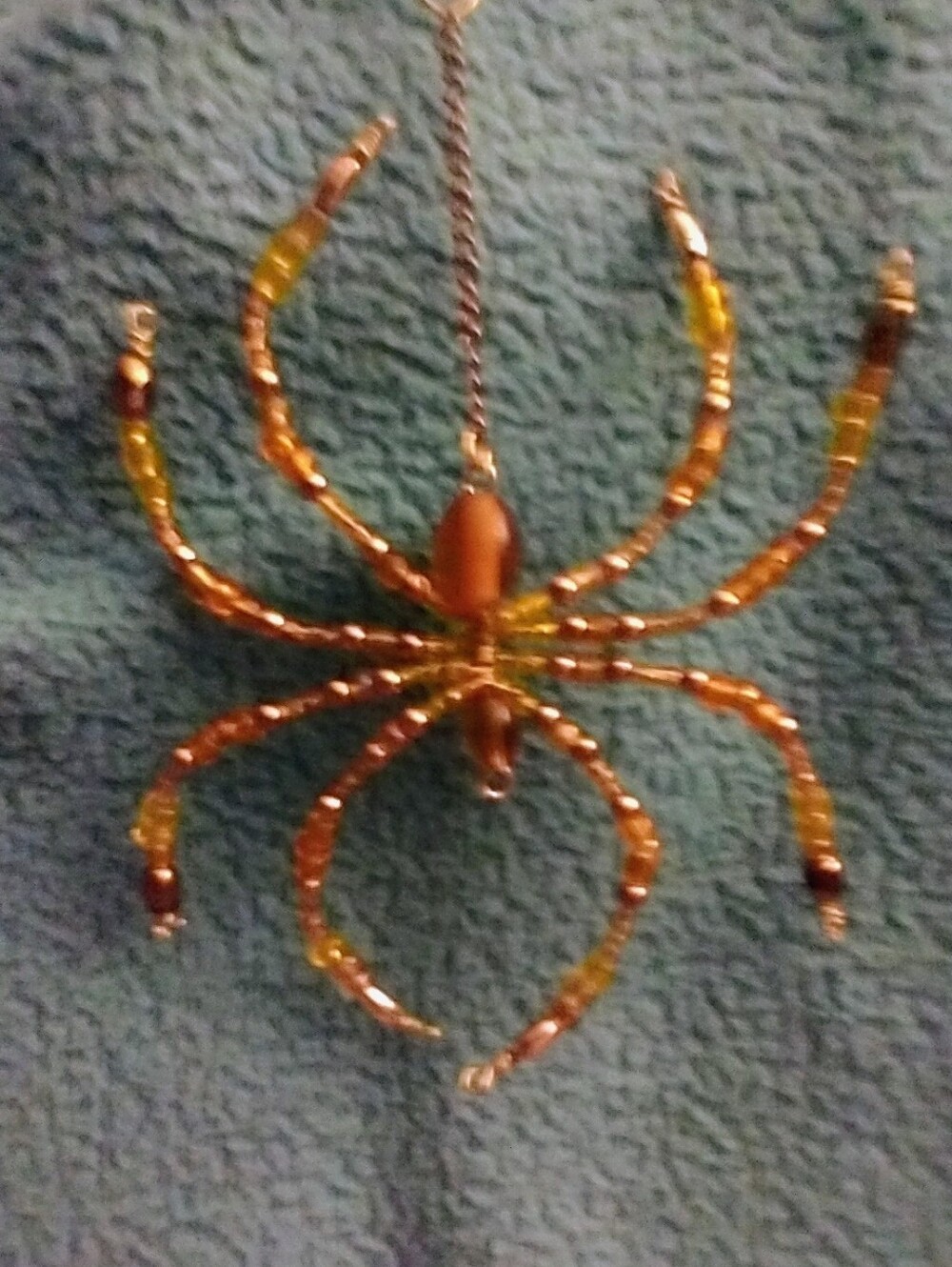 Hand Crafted Honey Drop Beaded Spider • Yellow, Amber, & Gold Accented - Picture 5 of 13